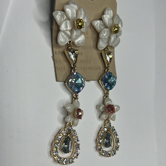 Anthropology Crystal 4” Chandelier Earrings - New - Picture 3 of 6